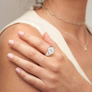 Personalized Prairie Birth Flower Signet Ring