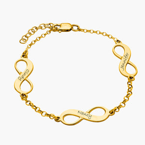Personalized Name Multiple Infinity Sterling Silver Bracelet