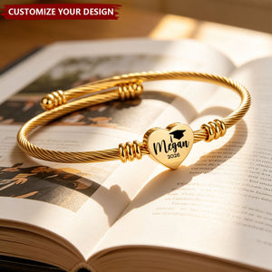 Personalized Graduation Cuff Bracelet - Class Of 2026 Graduation