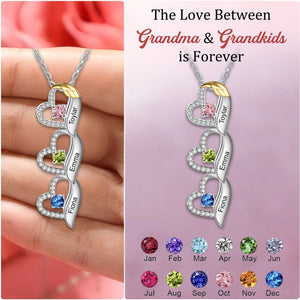 Personalised Heart Necklace, Customized Name and Birthstone Women's Pendant Necklace, Gift for Grandma