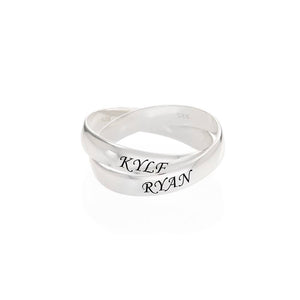 Sterling Silver Personalized Name Interlocked Band Ring