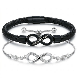 Personalized Infinity Couple Bracelets with Custom Names, Matching Gift for Him and Her