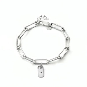 Personalized Chain Link Bracelet Pendant Custom Name Square Charms