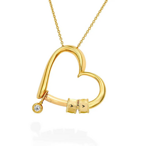 Charming Heart with Engraved Beads - Personalized Necklace