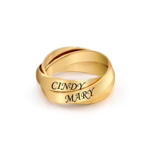 Sterling Silver Personalized Name Interlocked Band Ring