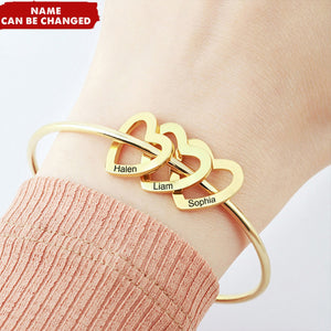 Sterling Silver Heart Pendants Personalized Initial Bangle Bracelet