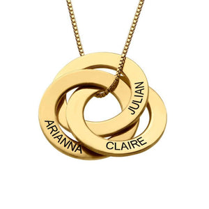 Family Personalized Russian Rings Circle Pendant Necklace