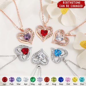 Forever Love Heart Gemstone Pendant Personalized Birthstone Necklace