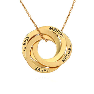 Family Personalized Russian Rings Circle Pendant Necklace