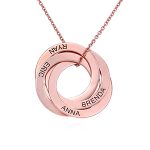 Family Personalized Russian Rings Circle Pendant Necklace