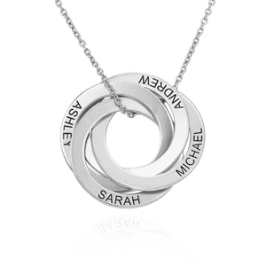 Family Personalized Russian Rings Circle Pendant Necklace
