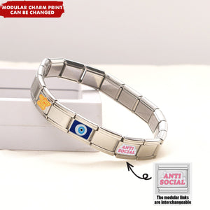 Custom Elastic Interlocking Stainless Steel Italian Modular Charm Link Bracelet