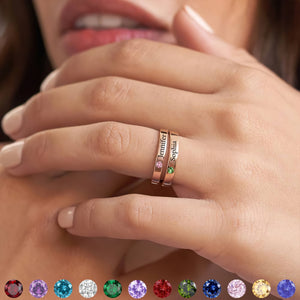 Custom Name Birthstone Personalized Ring