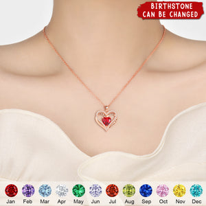 Forever Love Heart Gemstone Pendant Personalized Birthstone Necklace