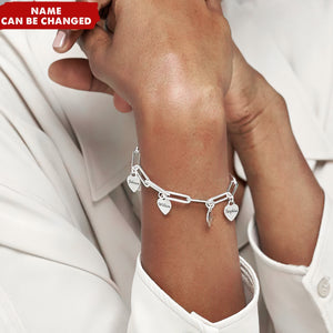 Personalized Name Heart Charms Chain Link Bracelet