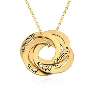 Family Personalized Russian Rings Circle Pendant Necklace