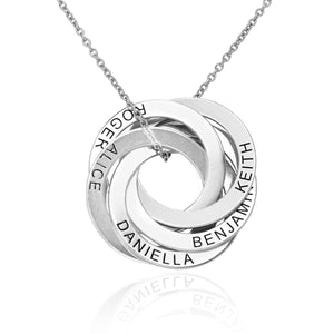 Family Personalized Russian Rings Circle Pendant Necklace