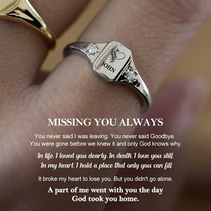 Personalized Custom Memorial Birthstone Ring With Wing