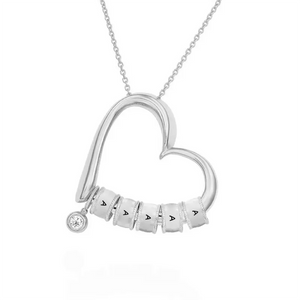 Charming Heart with Engraved Beads - Personalized Necklace