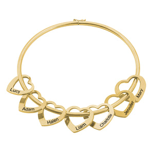 Sterling Silver Heart Pendants Personalized Initial Bangle Bracelet