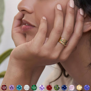 Custom Name Birthstone Personalized Ring