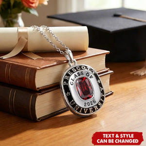 Personalized Birthstone Shield Badge Necklace - Class of 2026 Graduation Gift for Graduates Friends Classmates