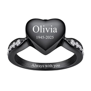 Personalized Heart Cremation Urn Ring for Ashes Memorial Jewelry