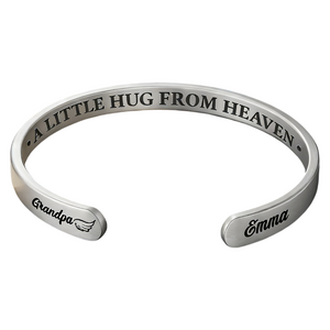 Little Hug From Heaven - Personalized Cuff Bangle Bracelet With Box