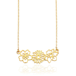 Trendy Dainty Birth Flower Personalized Family Necklace For Mom, Jewelry Gifts