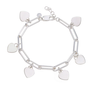 Personalized Name Heart Charms Chain Link Bracelet