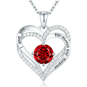 Forever Love Heart Personalized Birthstone Pendant Necklace