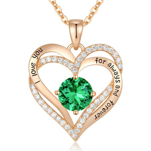 Forever Love Heart Personalized Birthstone Pendant Necklace