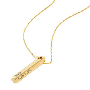 Engraved Personalized Totem 3D Bar Pendant Necklace