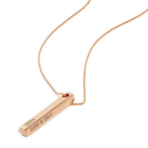 Engraved Personalized Totem 3D Bar Pendant Necklace