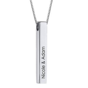 Engraved Personalized Totem 3D Bar Pendant Necklace
