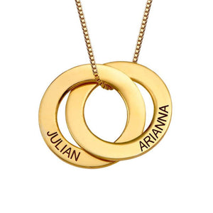 Family Personalized Russian Rings Circle Pendant Necklace
