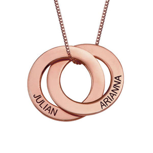 Family Personalized Russian Rings Circle Pendant Necklace