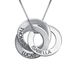 Family Personalized Russian Rings Circle Pendant Necklace