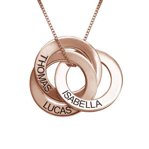 Family Personalized Russian Rings Circle Pendant Necklace