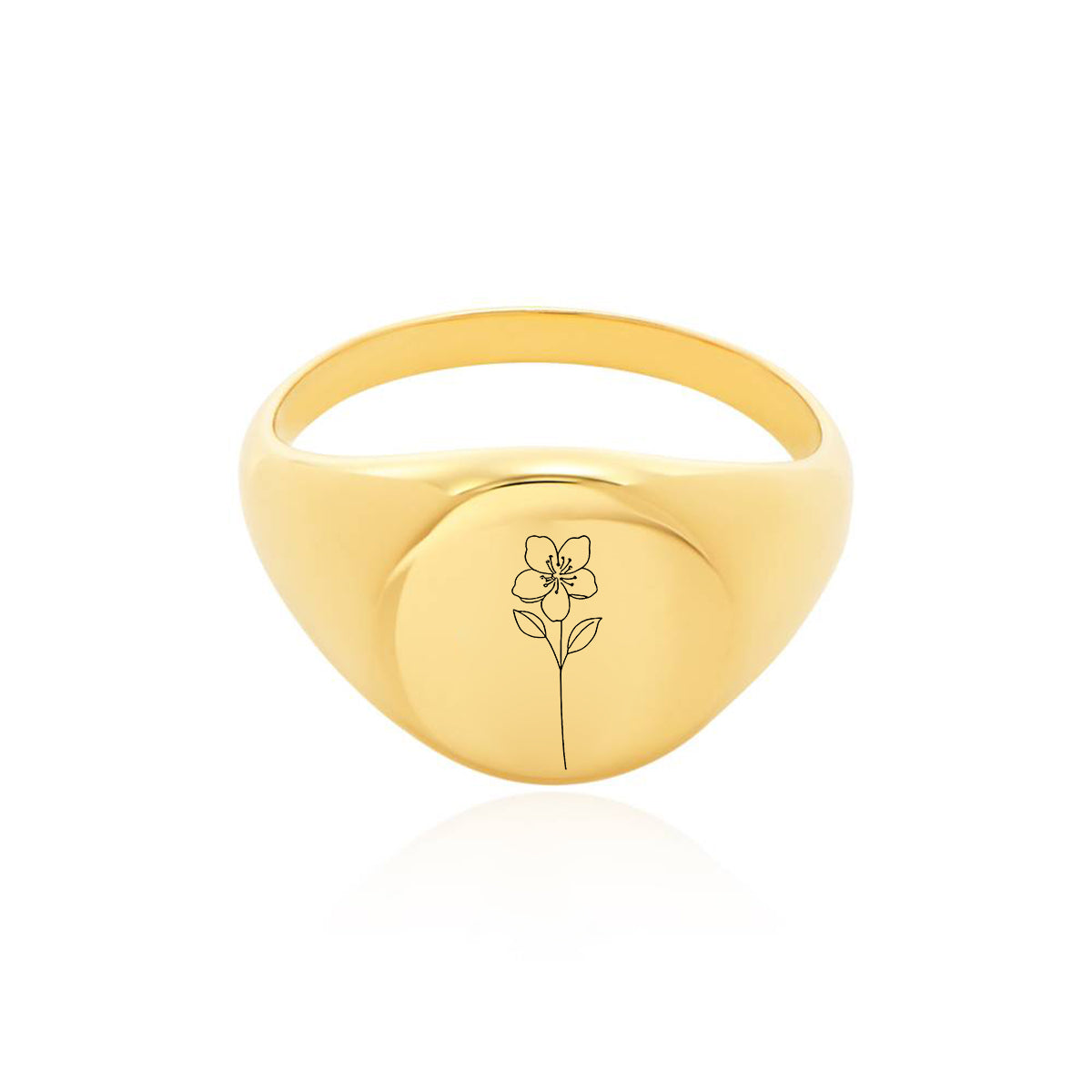 Personalized Prairie Birth Flower Signet Ring