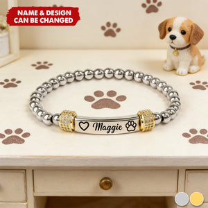 FOR MEMORIAL-My Four-Legged Angel Is Always Nearby Custom Name Bead Bracelet