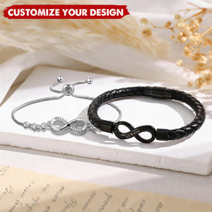 Personalized Infinity Couple Bracelets with Custom Names, Matching Gift for Him and Her