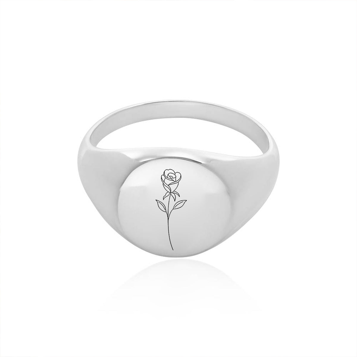 Personalized Prairie Birth Flower Signet Ring
