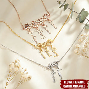 Personalized Names Birth Flower Necklace - Birthday Mother's Day Gift For Mom Grandmother