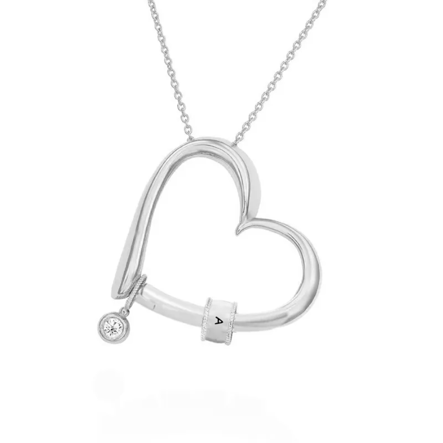 Charming Heart with Engraved Beads - Personalized Necklace