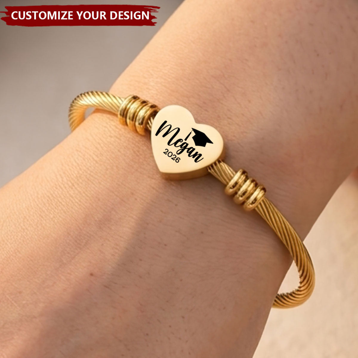 Personalized Graduation Cuff Bracelet - Class Of 2026 Graduation