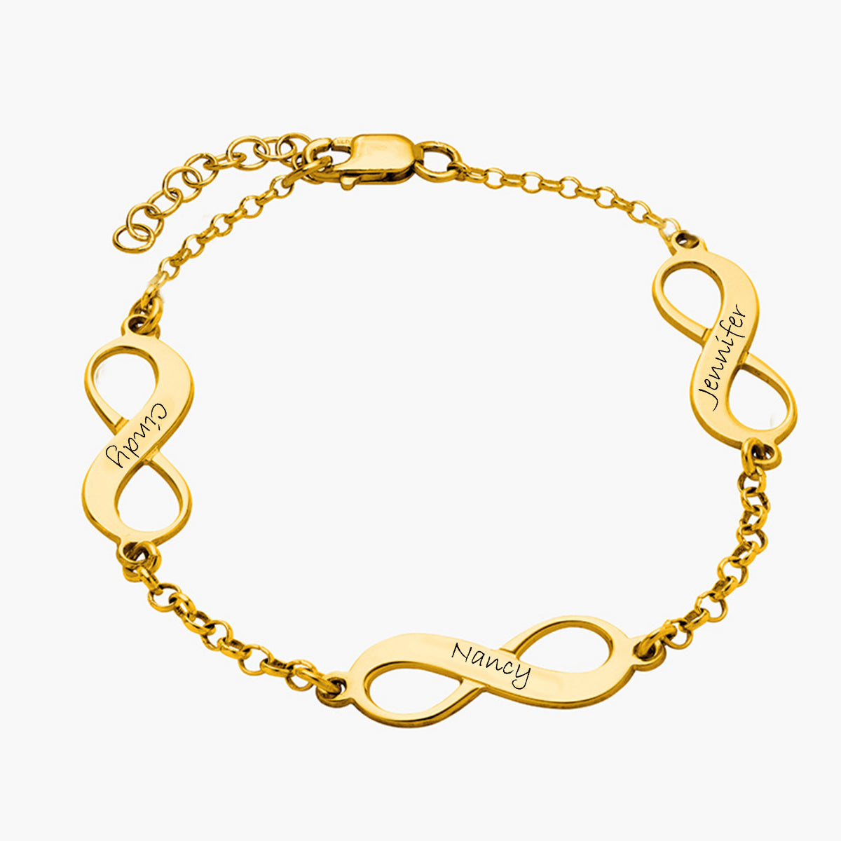 Personalized Name Multiple Infinity Sterling Silver Bracelet
