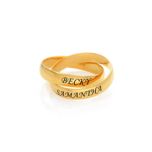 Sterling Silver Personalized Name Interlocked Band Ring