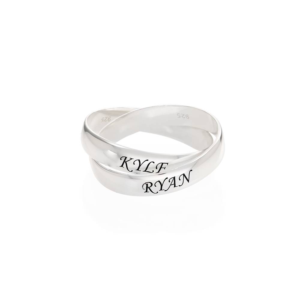 Sterling Silver Personalized Name Interlocked Band Ring