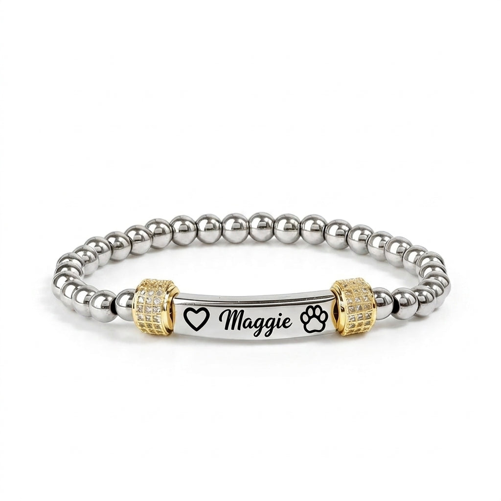 FOR MEMORIAL-My Four-Legged Angel Is Always Nearby Custom Name Bead Bracelet